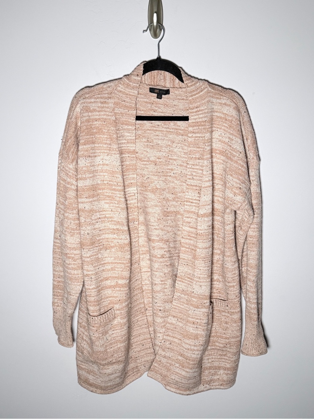 Frye Open-Front Chunky Knit Cardigan in Peach-Marl